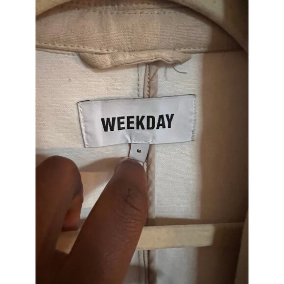 WEEKDAY Lond Linen Mix Coat - Picture 6 of 10